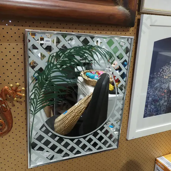 1980s wall mirror with print
