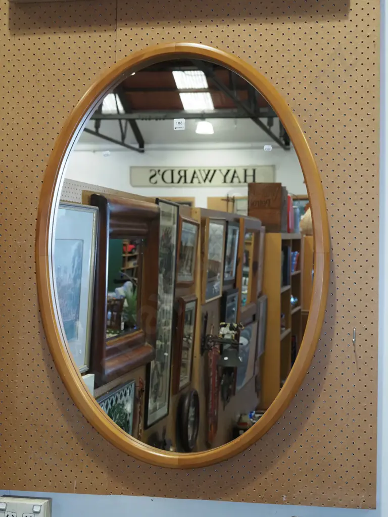 rimu framed oval wall mirror H970 Image 1++