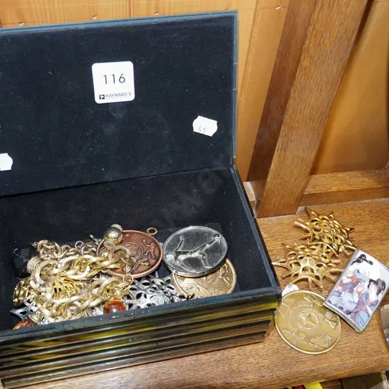 mirrored glass jewellery box and contents