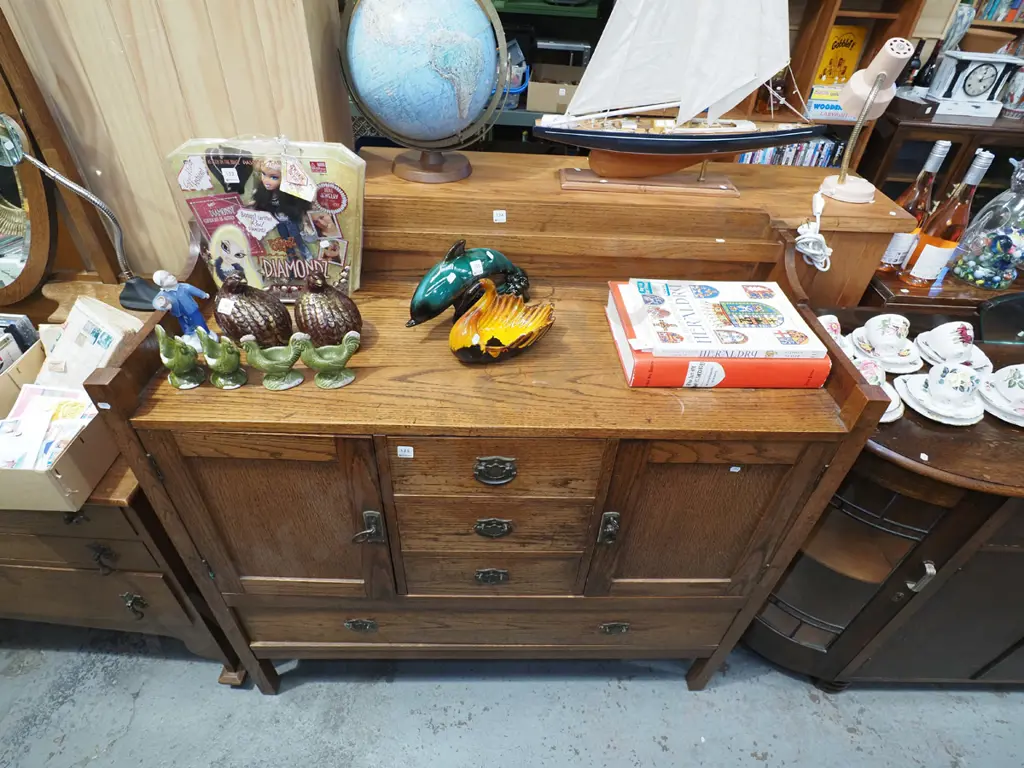 arts and crafts 4 drawer 2 door buffet sideboard with fitted cutlery drawer H1200 W1220 D500 Image 1++
