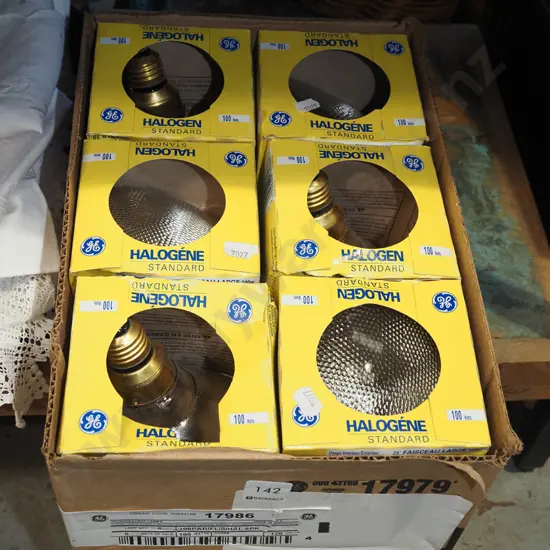 box; halogen screw in light bulbs