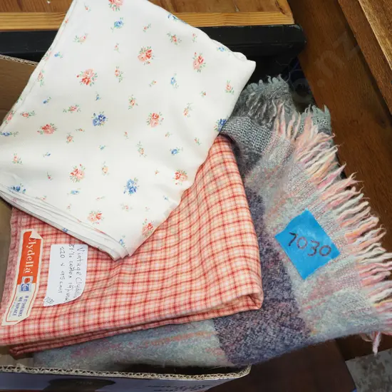 small mohair blanket, 2x pieces of vintage fabric