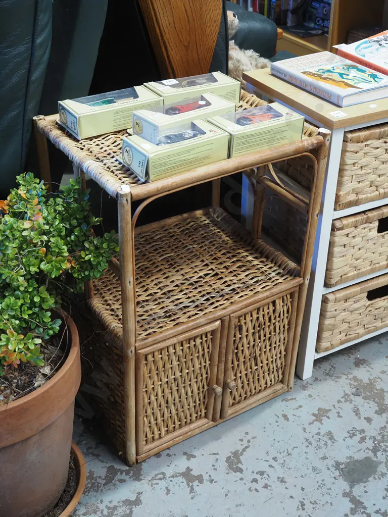 woven cane 2 drawer bedsde cabinet Image 1++