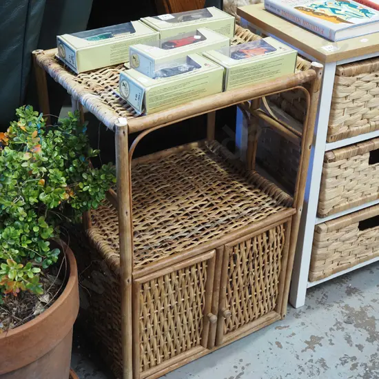 woven cane 2 drawer bedsde cabinet