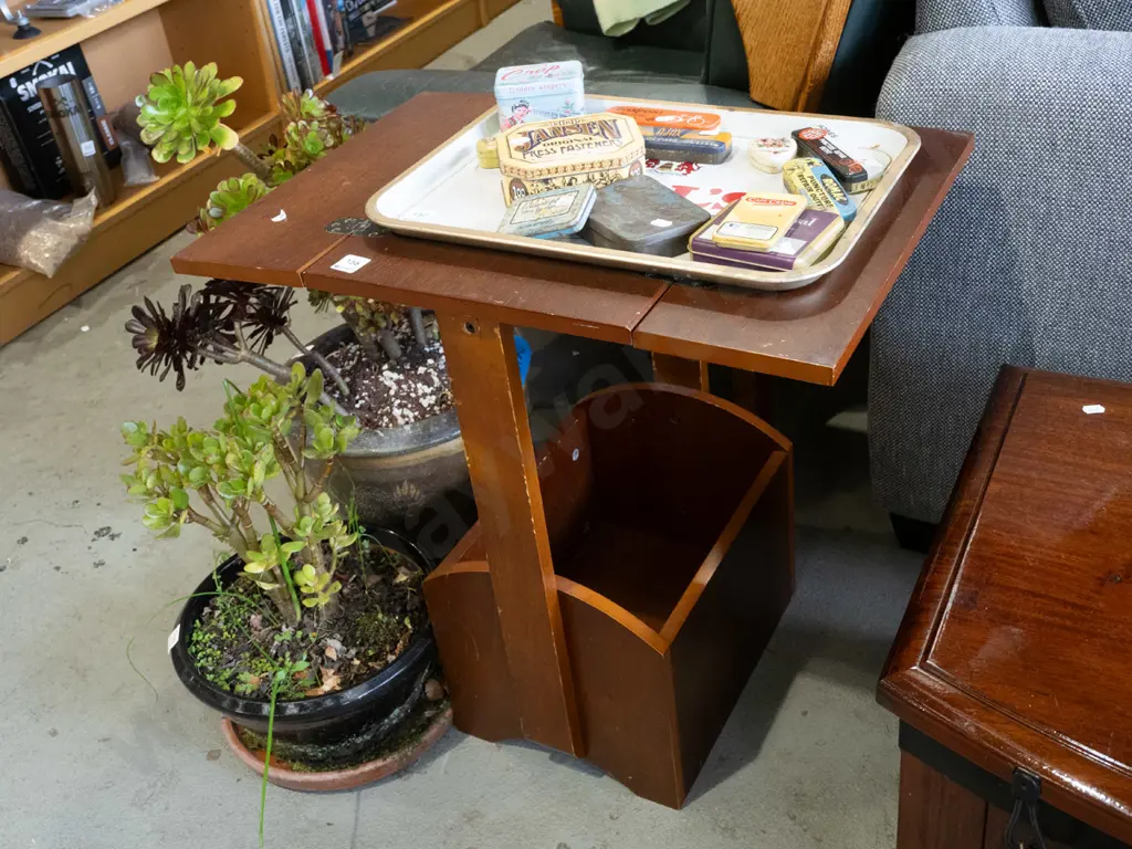 fold out mdf faux veneer end table with magazine rack Image 1++