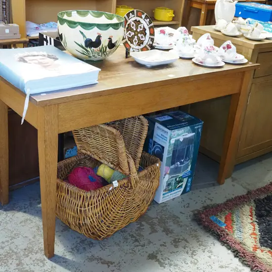 small solid oak table - split down middle H720 W1220 D550