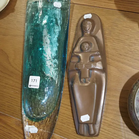composite mother and child  wall art, art glass pocket vase H360 