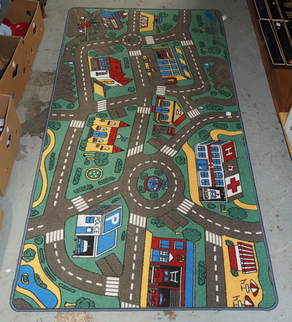 synthetic road map playing rug L1800 W1000 Image 1++