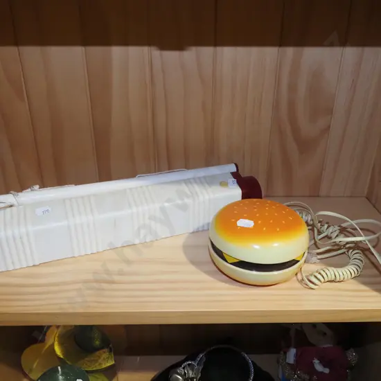 hamburger telephone, small plastic retractable indoor clothes line