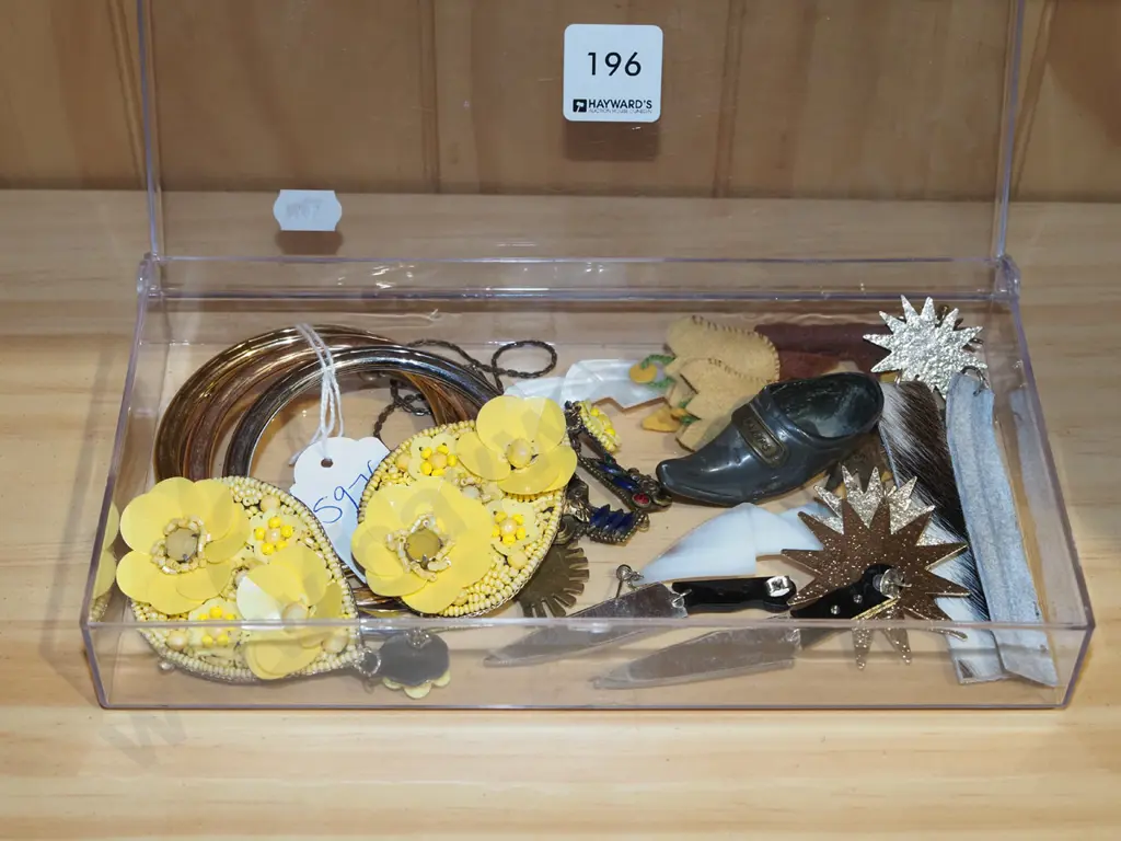 perspex lidded box and contents; bangles etc Image 1++