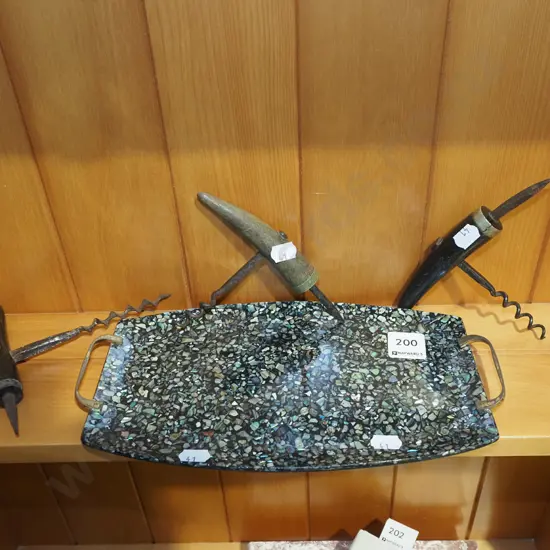 paua shell tray, 3x cork screws