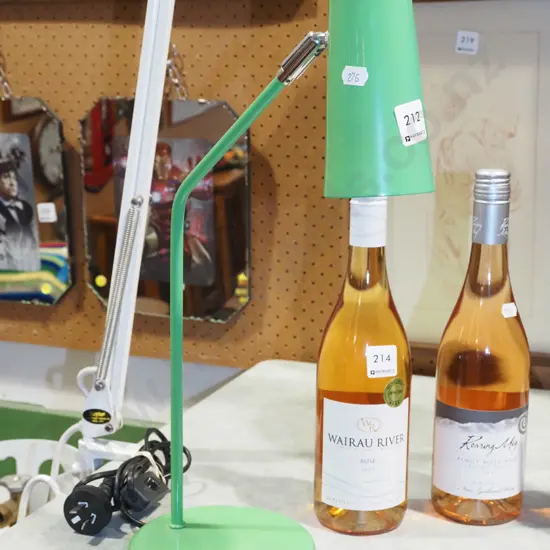 green metal desk lamp