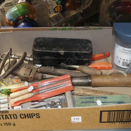 box; various tools