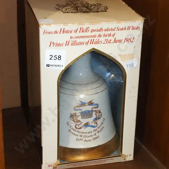 Bells Scotch Whisky commemorative Prince William's birth decanter
