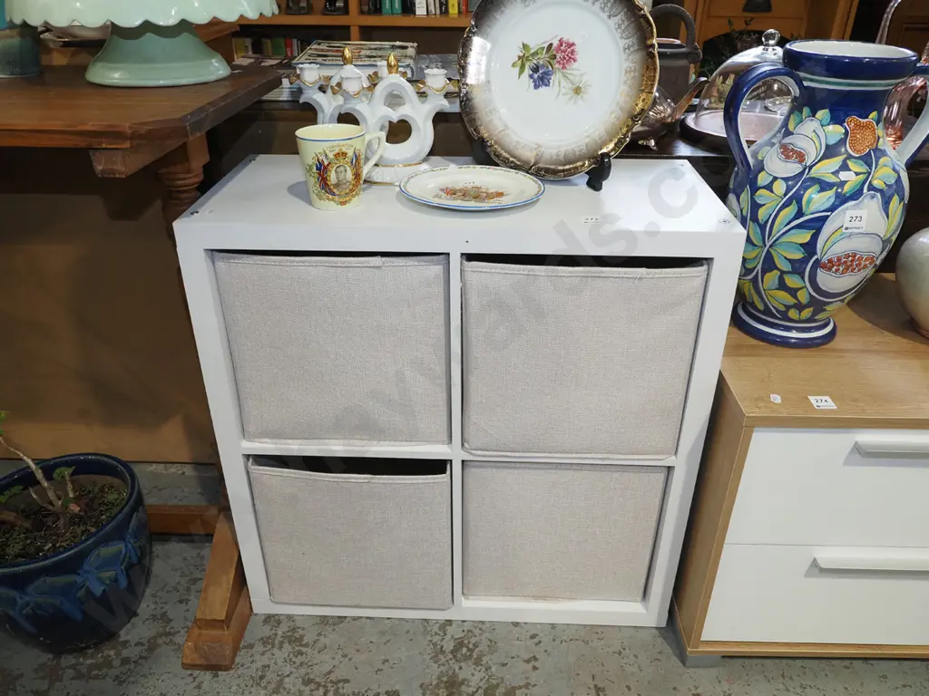 mdf melteca chest with 4 fabric storage baskets Image 1++