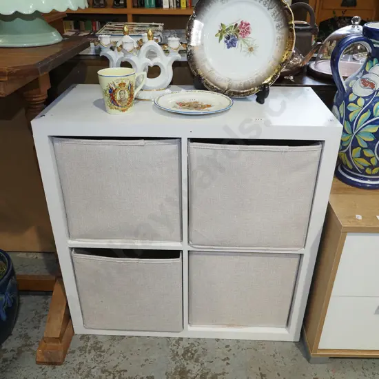 mdf melteca chest with 4 fabric storage baskets