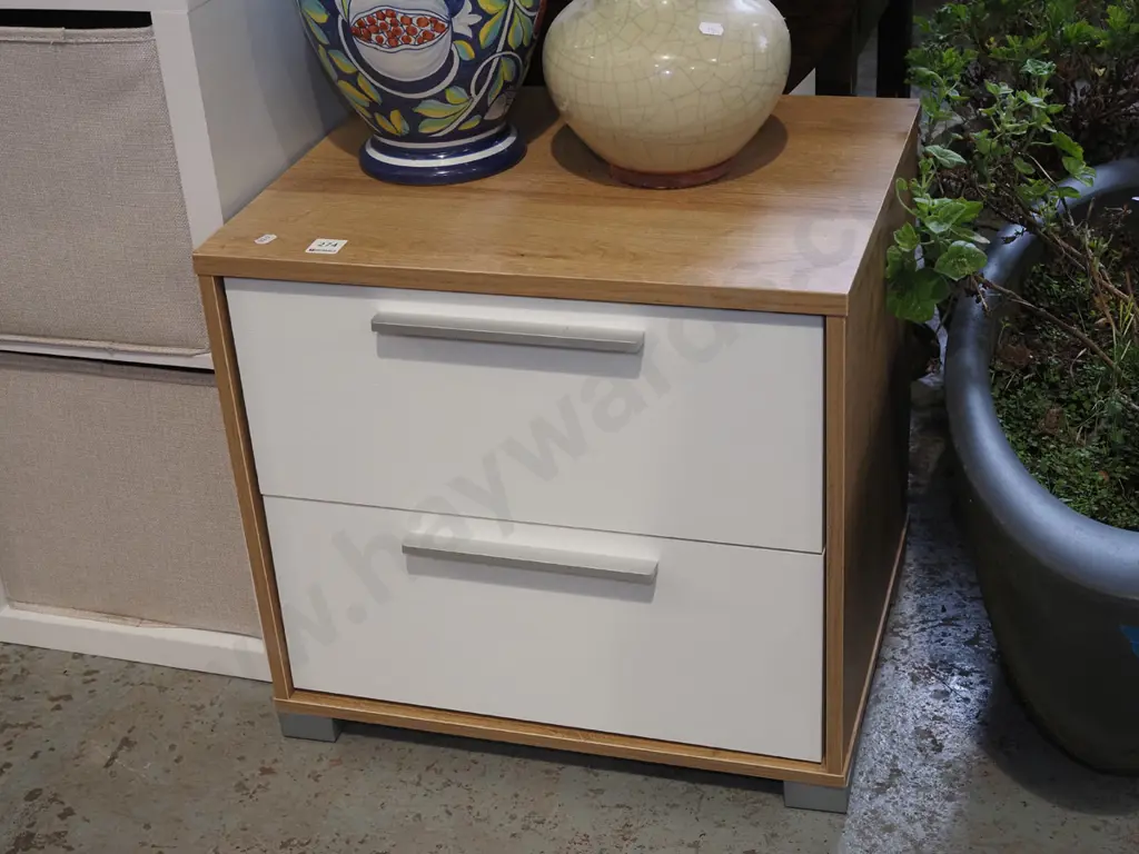 2 drawer mdf veneer bedside cabinet Image 1++