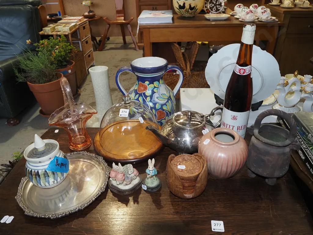 glass basket, cover dish, tea pot, coasters, wine etc Image 1++