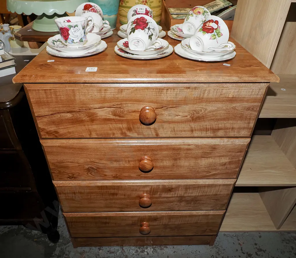 mdf veneer 4 drawer chest H780 W605 D400 Image 1++