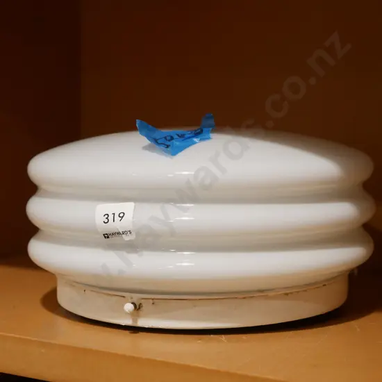 white glass ribbed light fitting Diam250
