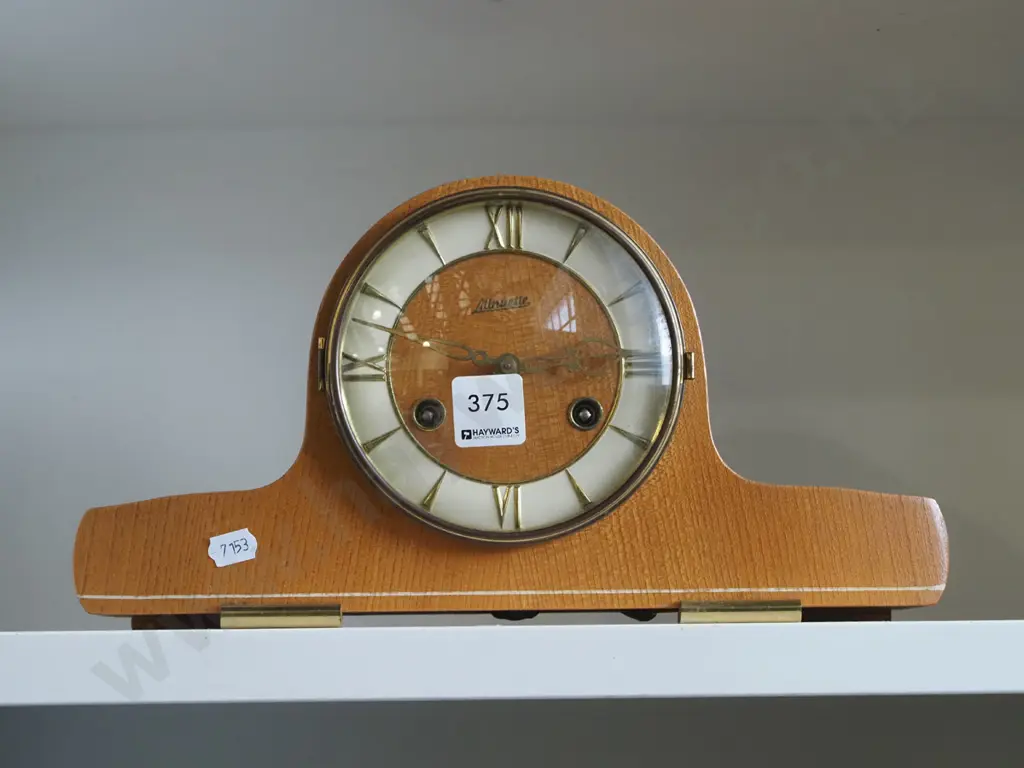 mid century wood cased mantel clock Image 1++