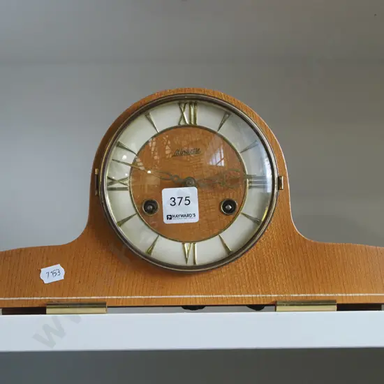 mid century wood cased mantel clock