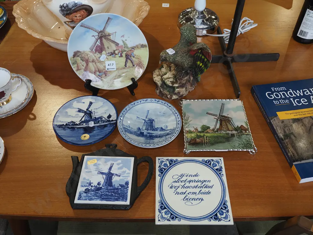 Delft tiles, bowls, composite kea figurine etc Image 1++