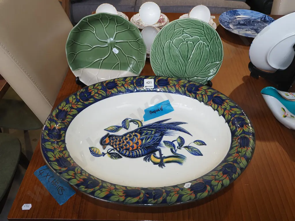 Italian serving bowl - repair, 2x leaf plates Image 1++