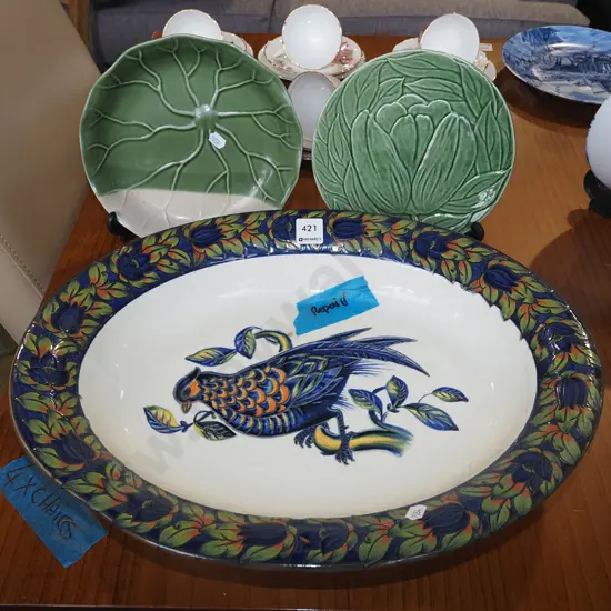 Italian serving bowl - repair, 2x leaf plates