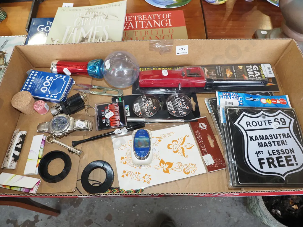 box; gas torch, reproduction novelty signs, watch etc Image 1++
