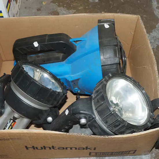 box; 3x rechargeable spotlights