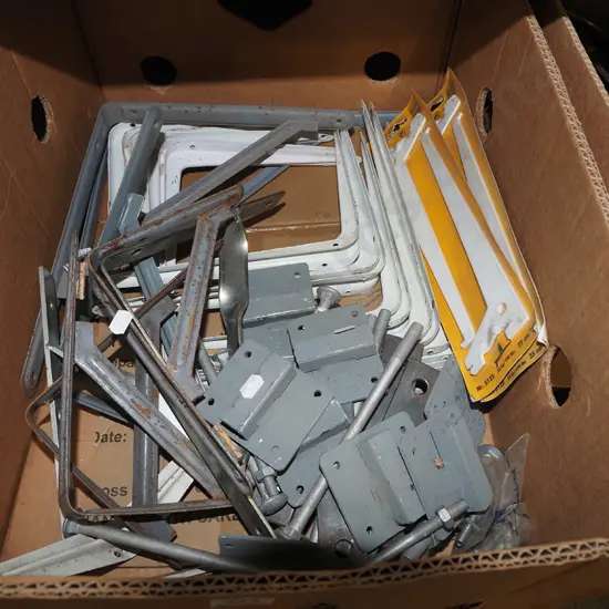 box; shelf brackets etc