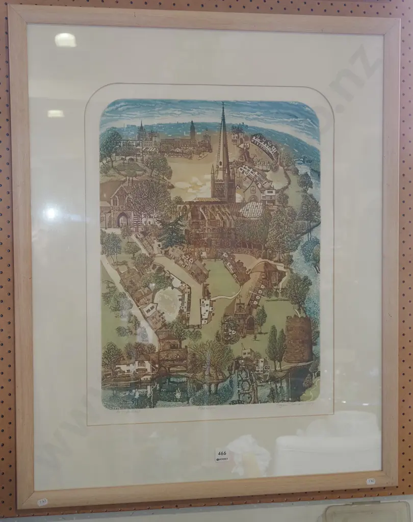framed ltd edition print Glyn Thomas 1980 A/P - Norwich - warping Image 1++