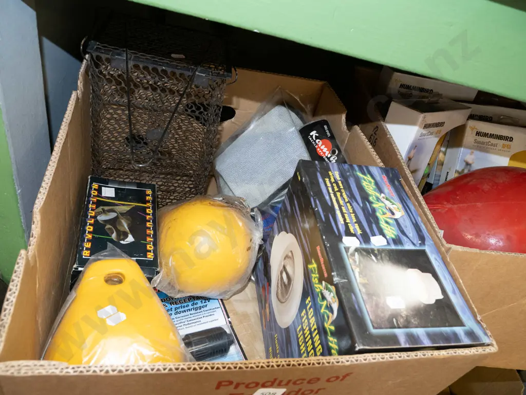 box; fishing floats, fishing light, game harness etc Image 1++