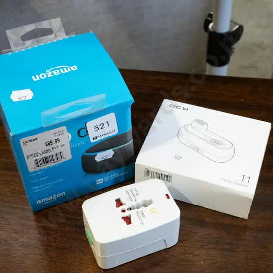Amazon Alexa universal adaptor, ear buds