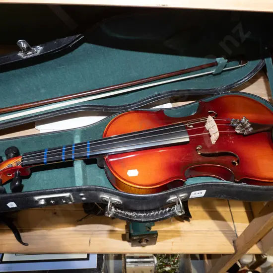 cased violin and bow