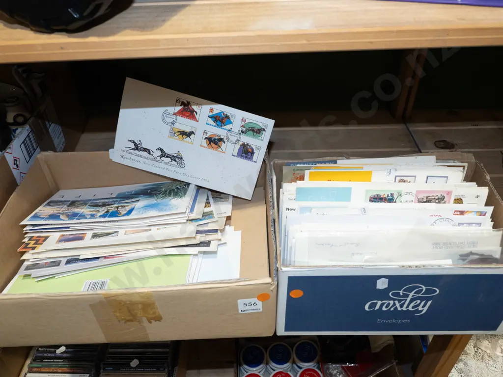 2x boxed first day covers - orange dots Image 1++