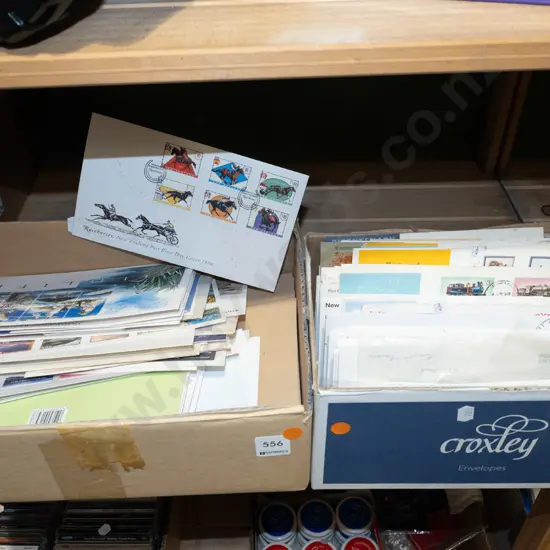2x boxed first day covers - orange dots