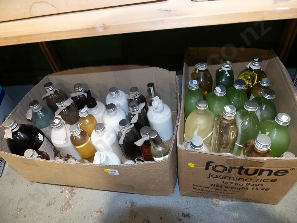 2x boxes of hand and body creams, purified water etc - yellow dots Image 1++