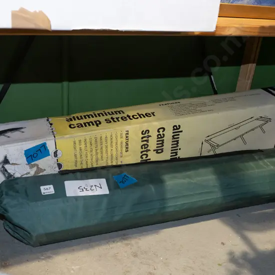 aluminium camp stretcher, foldaway camping table