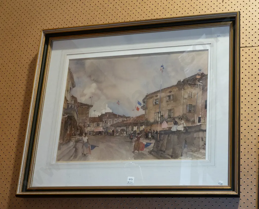 framed Russell Flint print - French street scene Image 1++