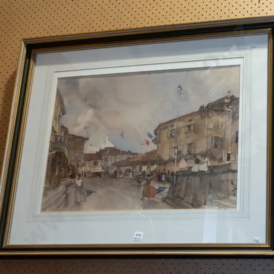 framed Russell Flint print - French street scene