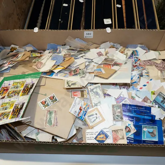 box of loose stamps