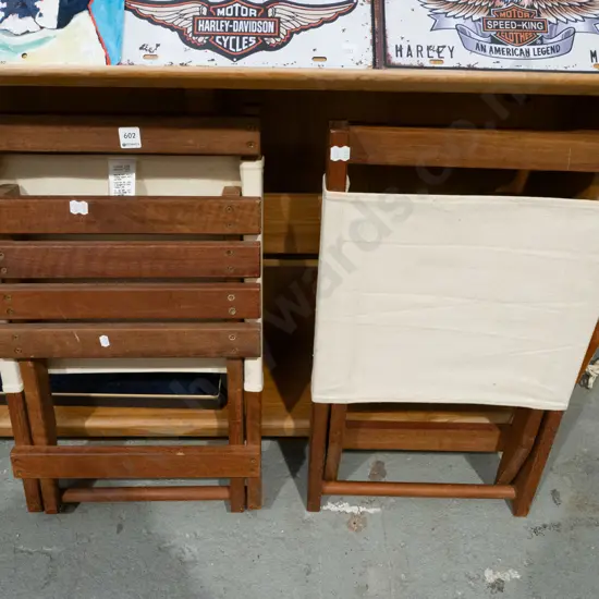 2x hardwood and canvas beach chairs