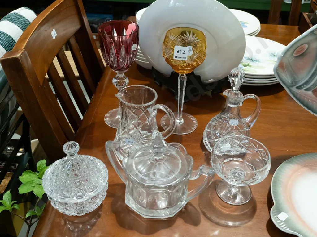 assorted glass and crystal items; glasses, canisters etc Image 1++