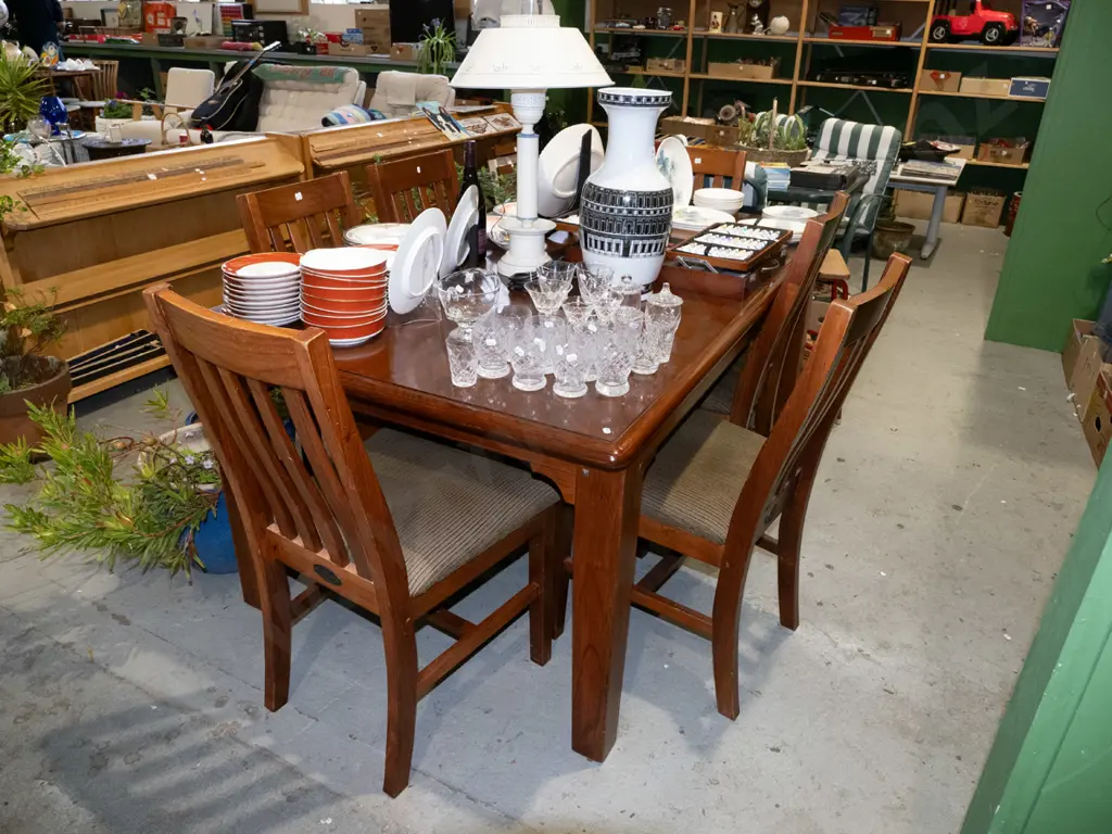Villager Collection solid pine dining table with 6 matching chairs H770 W1800 D1050 Image 1++