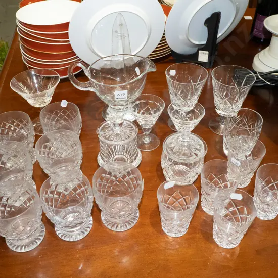 crystal jugs, tumblers etc