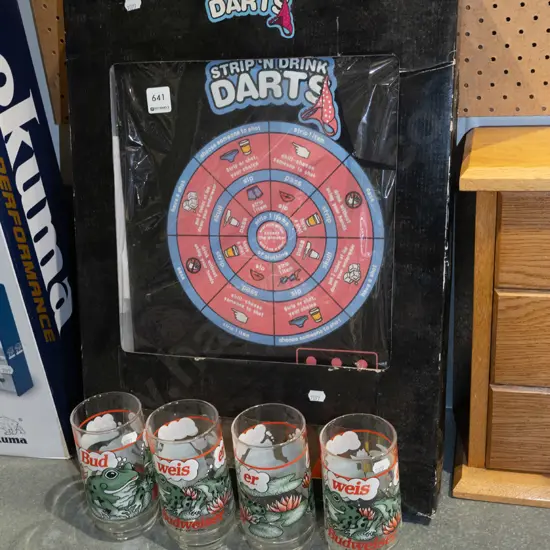 Strip and Drink darts game and 4x tumblers