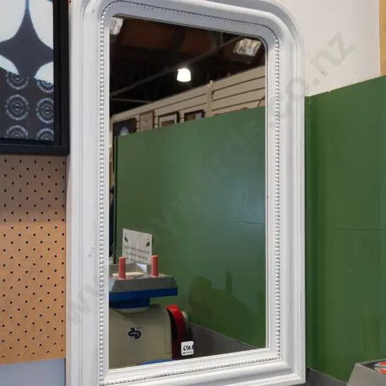 wall mirror in white painted wood frame