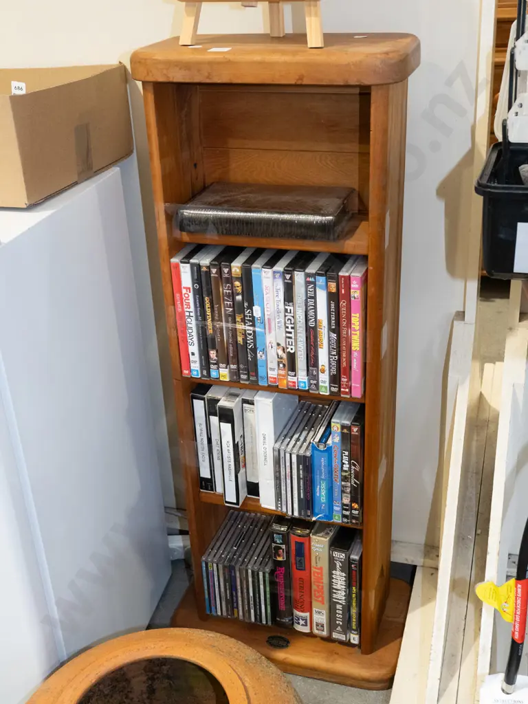 rimu DVD tower with DVDs, CDs Image 1++